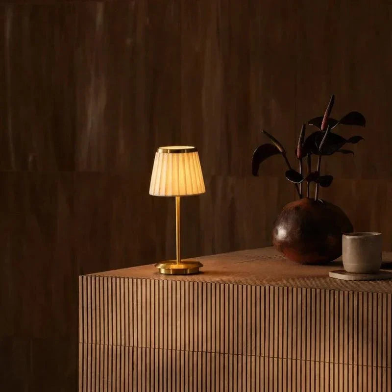 Pleated Shade Cordless Table Lamp