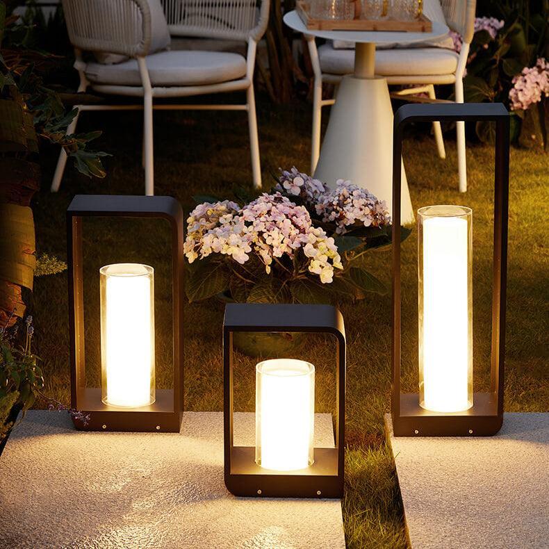 Modern Minimalist Square Frame Stainless Steel Acrylic LED Waterproof Lawn, view 3