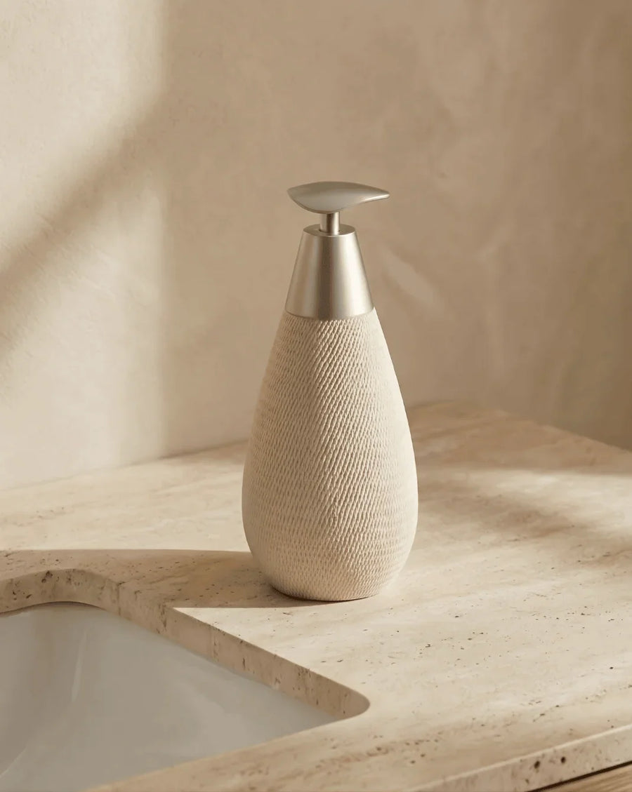 Ceramic Soap Dispenser in White - tall