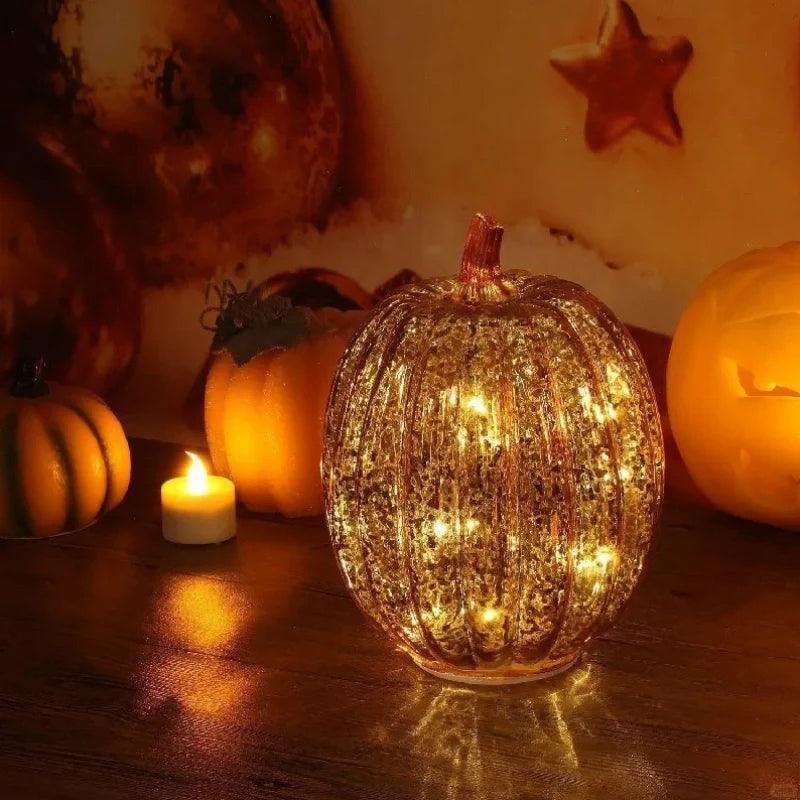 Hand-Blown Glass Pumpkin Lamp
