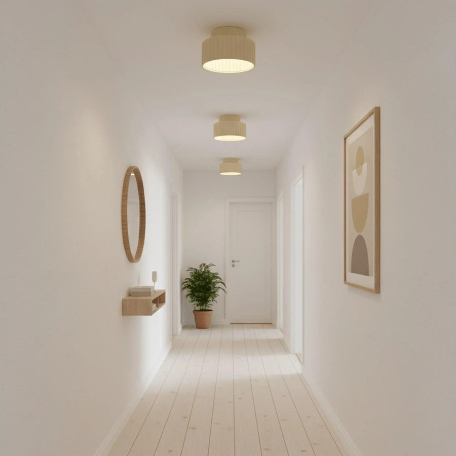 Ribbed Semi-Flush Ceiling Light | White, Beige, Green or Orange