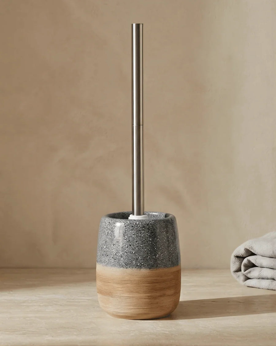 Ceramic Toilet Brush Set in Grey