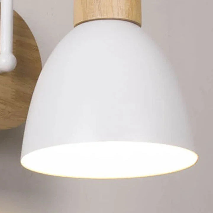 Swan-Neck Wall Light | Wood and Metal, Pull Cord, 12 Colours