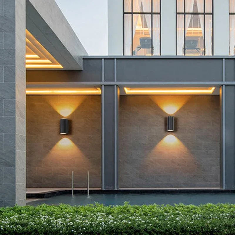 Square Up and Down Outdoor Wall Light | Black LED