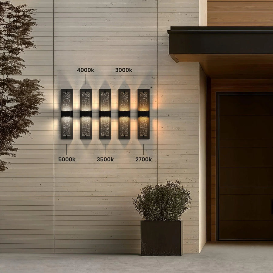 Seeded Glass Bar Outdoor Wall Light | Black, 5 Light Colours