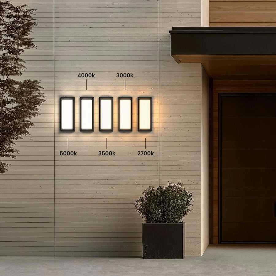 Open-Frame Outdoor Wall Light | Black Steel, 5 Light Colours