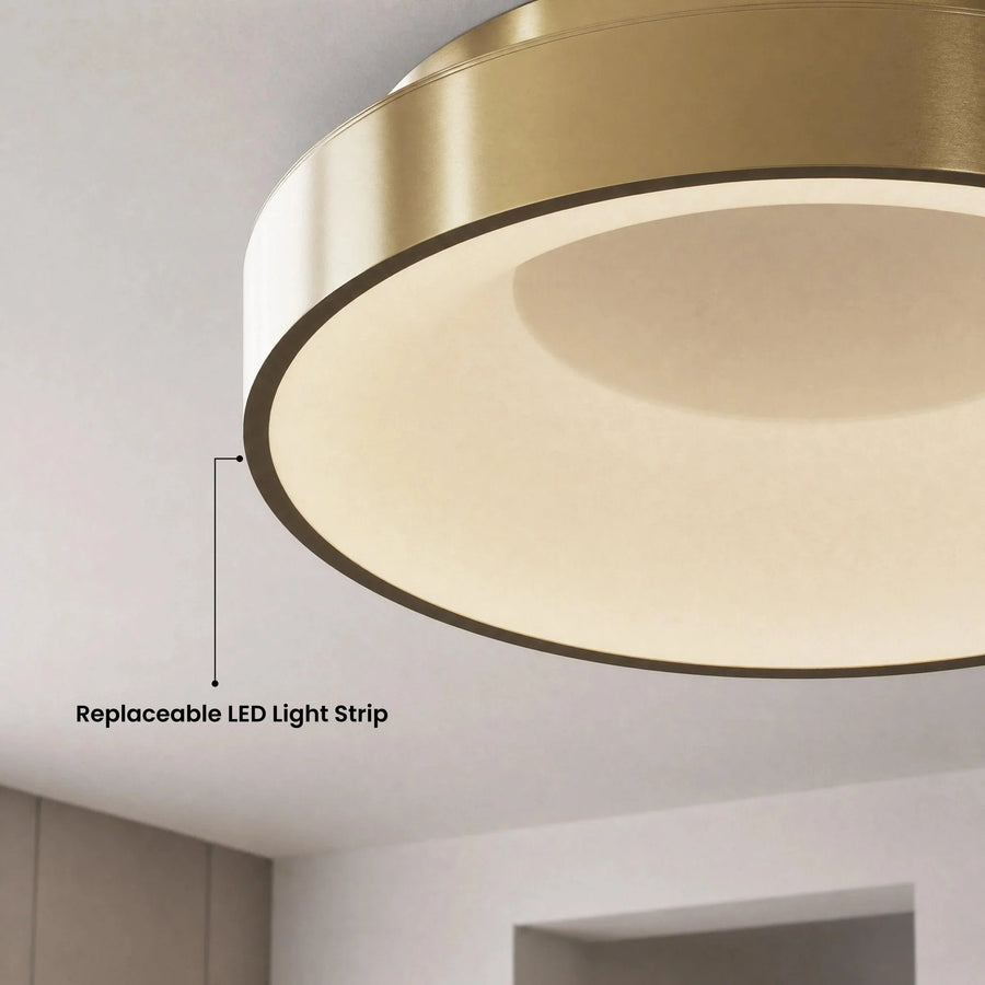 Round LED Flush Ceiling Light | Brushed Brass or Black