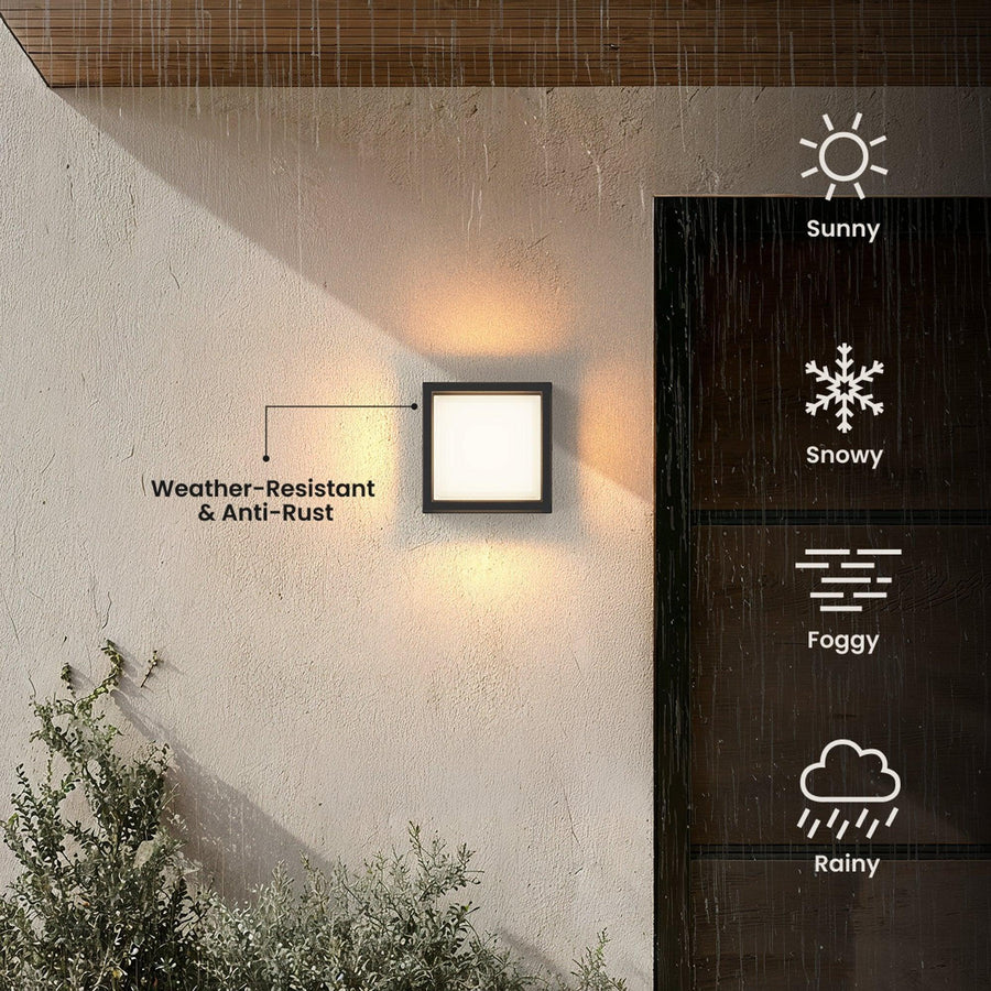 Square Outdoor Wall Light | 5 Light Colours, Black