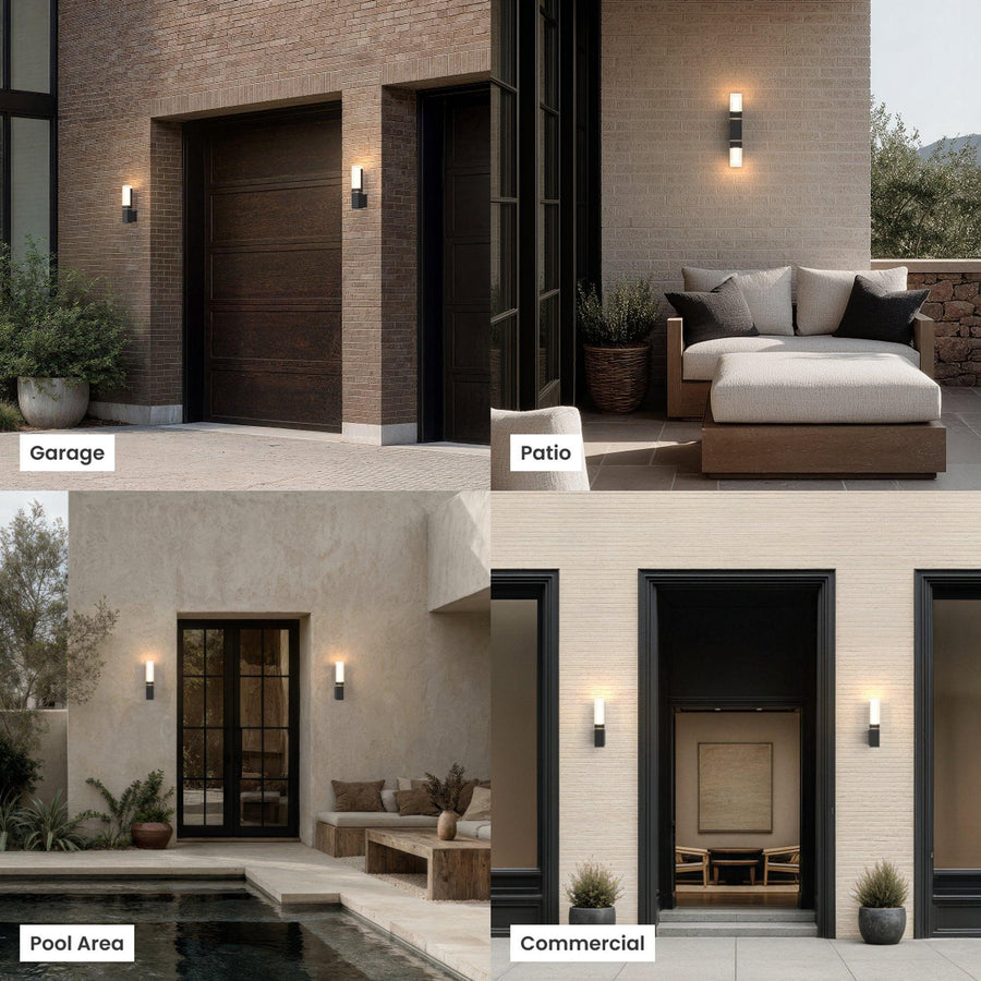 Up and Down Outdoor Wall Light | Black Aluminium Column