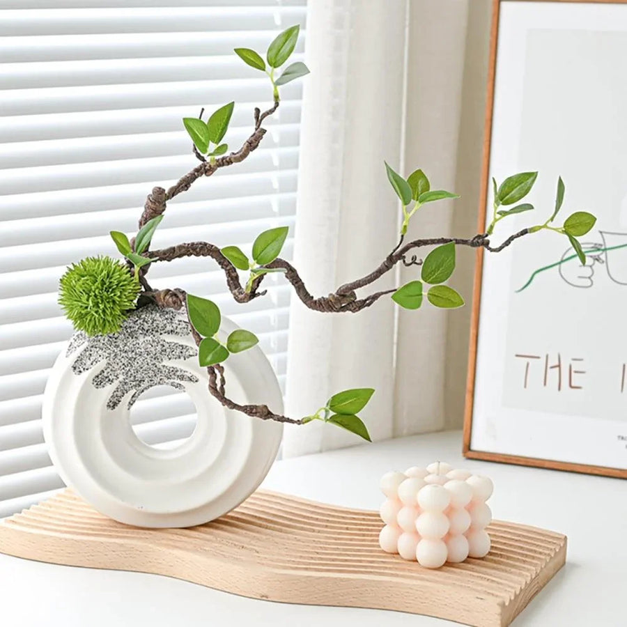 Artificial Bonsai Tree in a White Ceramic Pot