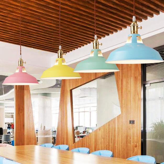 Industrial 1-Light Colorful Barn Shade Pendant Light, view 5