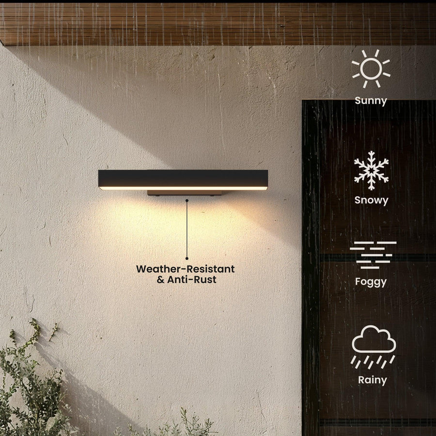 Horizontal LED Outdoor Wall Light | Black, 40 or 60 cm