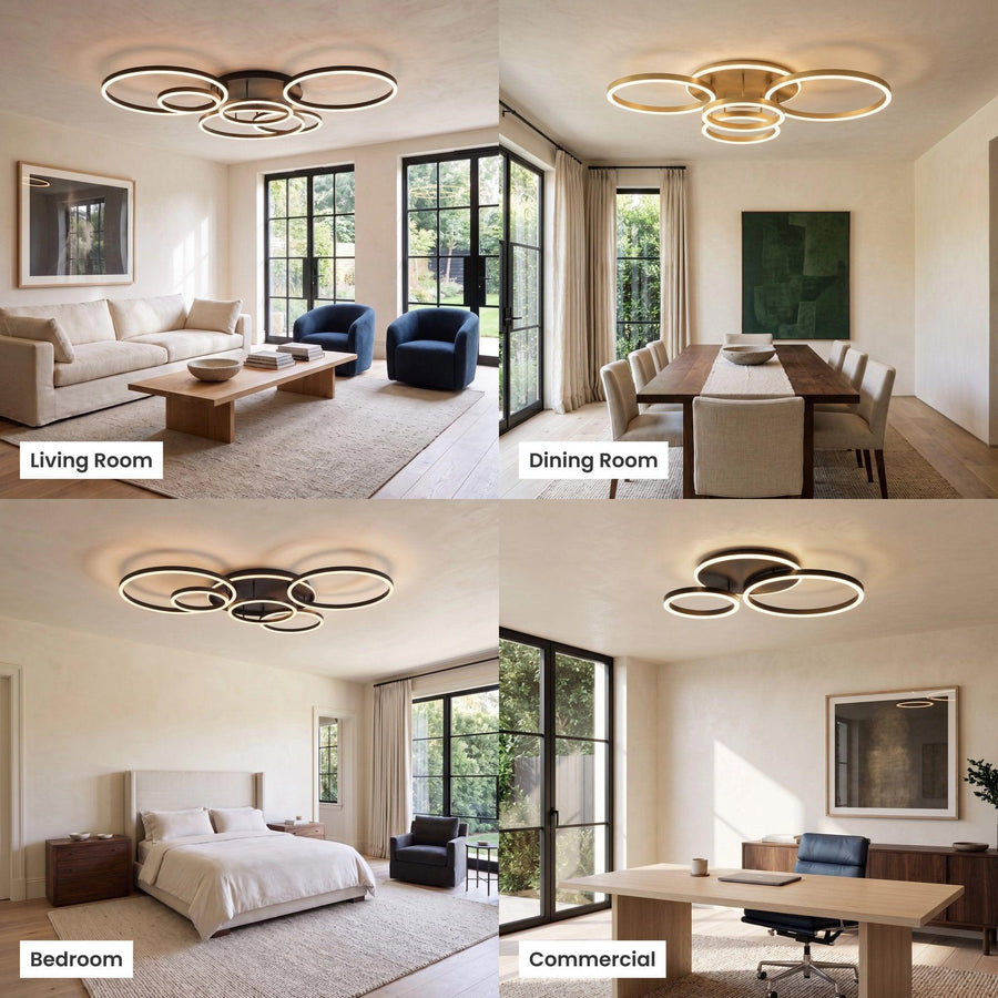 Ring LED Ceiling Light | Gold or Black, 1 to 5 Rings