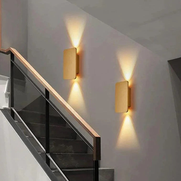 Nordic Minimalist Aluminum Rectangular Flat Panel 2-Light LED Wall Sconce Lamp, view 2