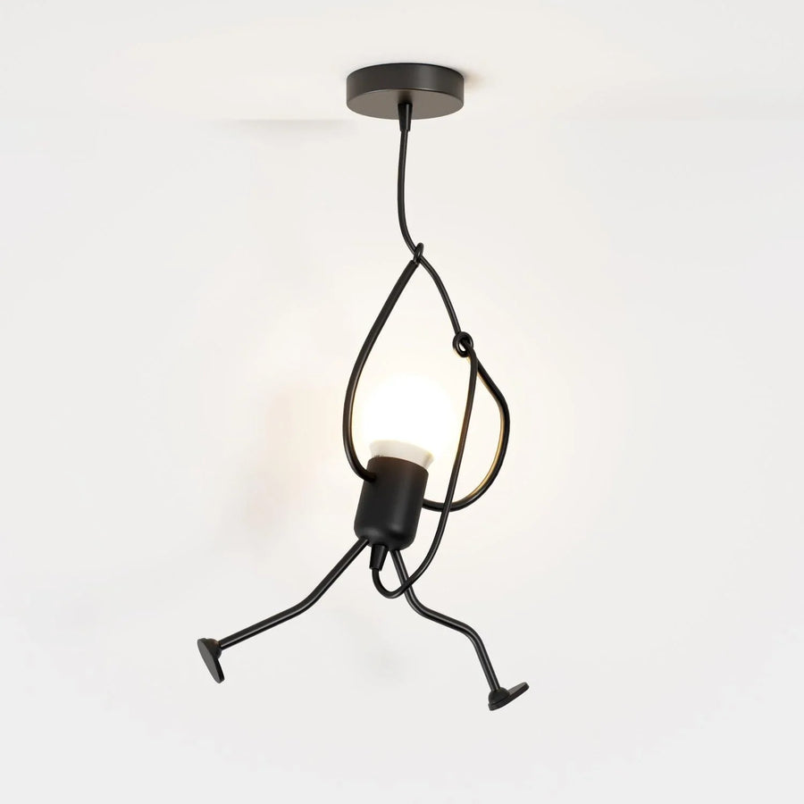 Climbing Figure Pendant Light | Black Wrought Iron, 1 or 3 Lights