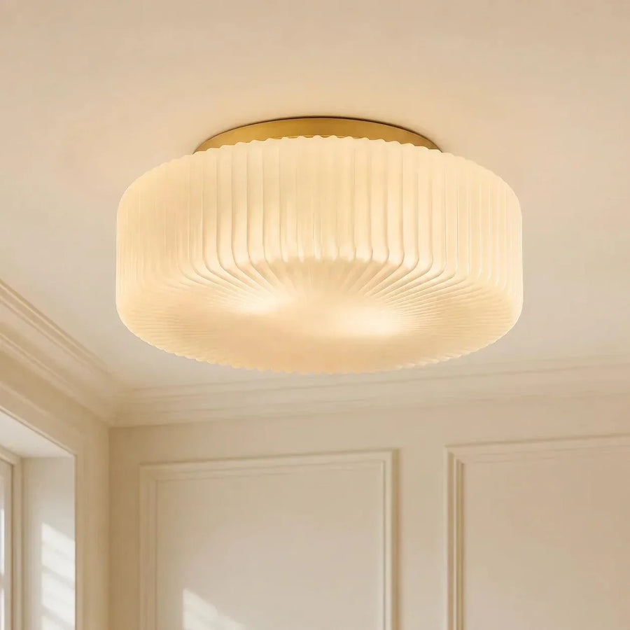 Elowen Modern Opaline Ribbed Glass Ceiling Lamp