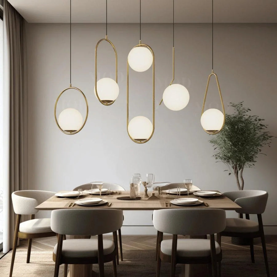 Oval Hoop Glass Globe Pendant Light | Brushed Gold or Black