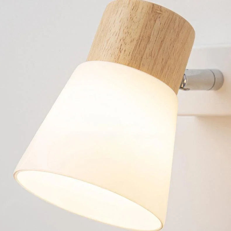 Modern Minimalist Wood Cone Wall Sconce Lamp 2-Light