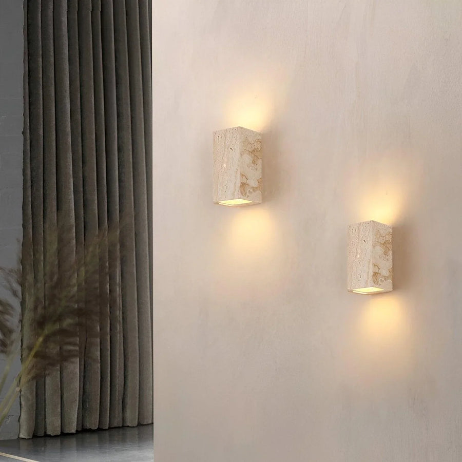 Minimalist Travertine Stone Square Outdoor Wall Light LED 1-Light
