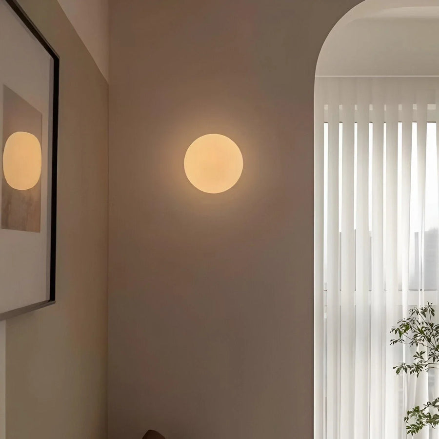 Minimalist Round Glass Wall Sconce LED 1-Light