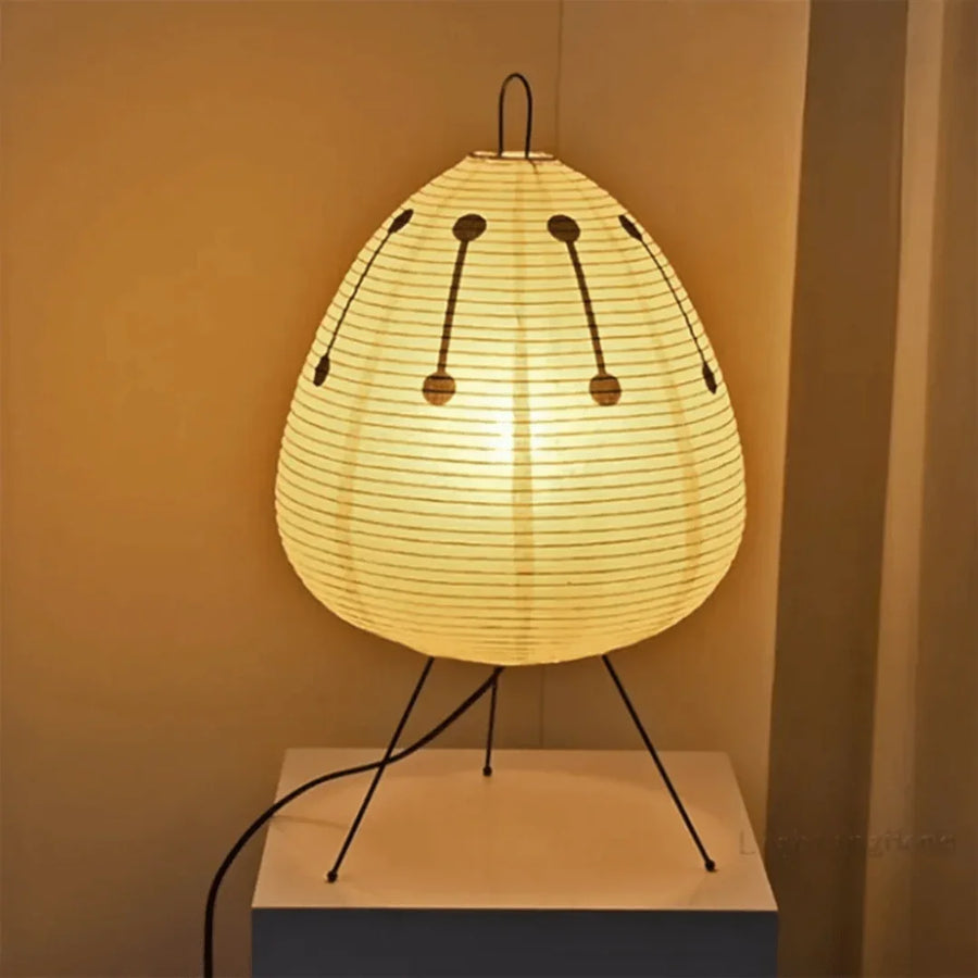 Japanese Rice Paper Lantern Tripod Floor Lamp With Black Metal Legs, view 2