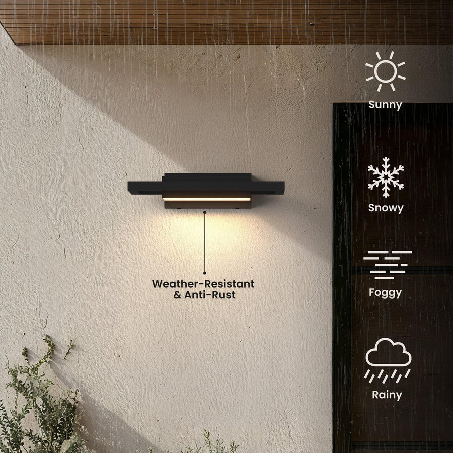 Floating Bar Outdoor Wall Light | Black Steel, 35 or 55 cm