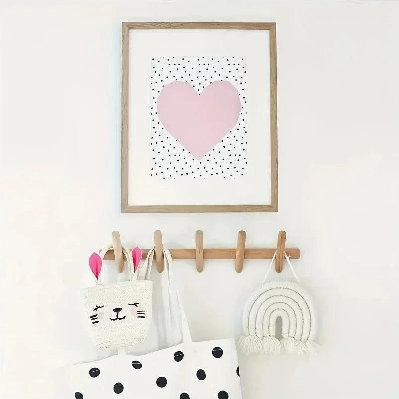 Solid Oak Peg Rack | Scandinavian, Five Angled Pegs
