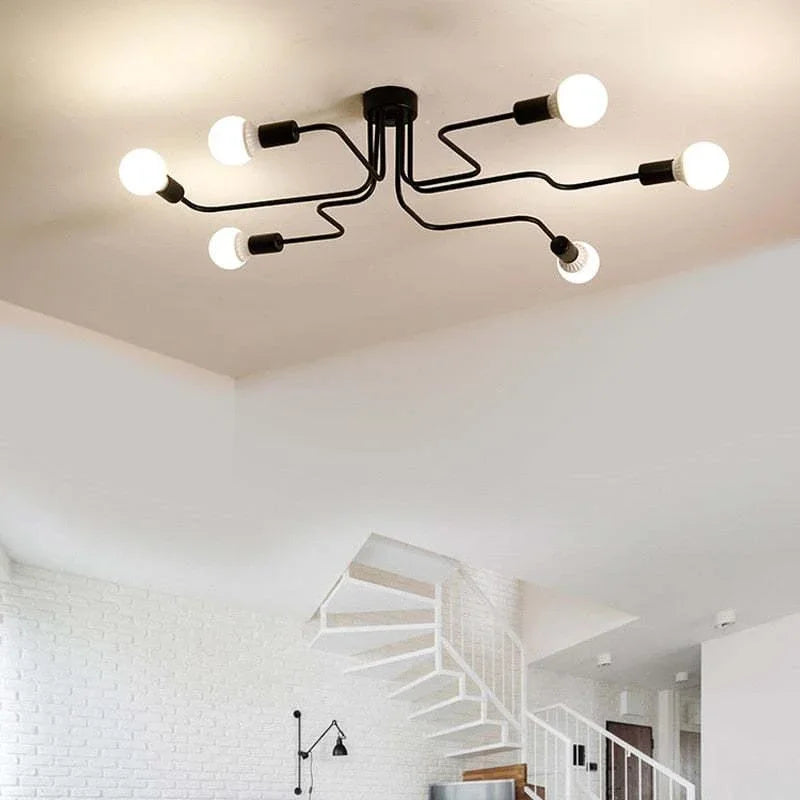 Black multi-arm ceiling light