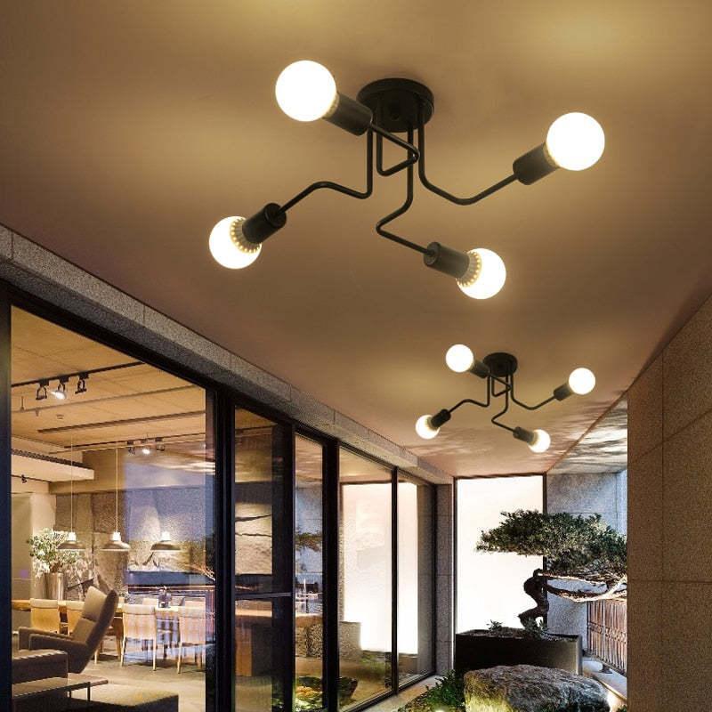 Black multi-arm ceiling light
