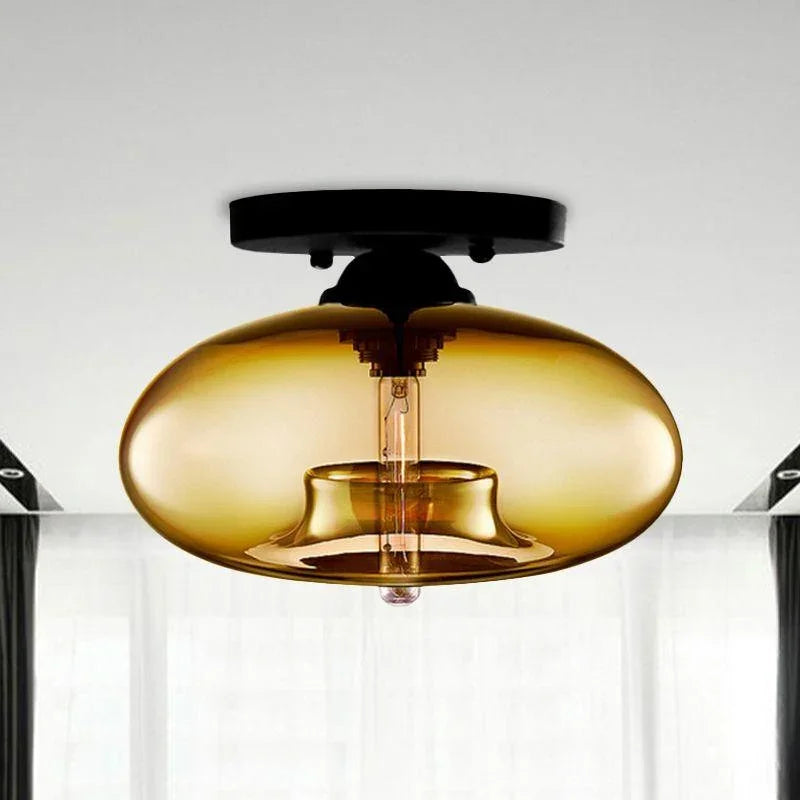 Coloured glass semi-flush ceiling light