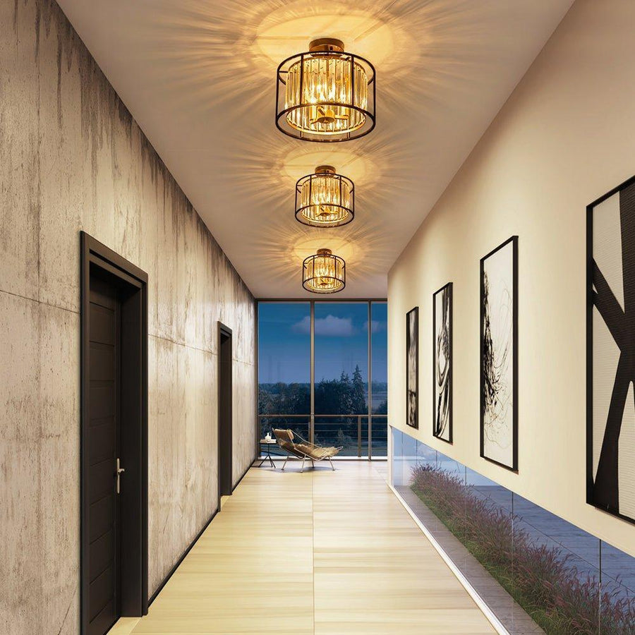Crystal Semi Flush Ceiling Light