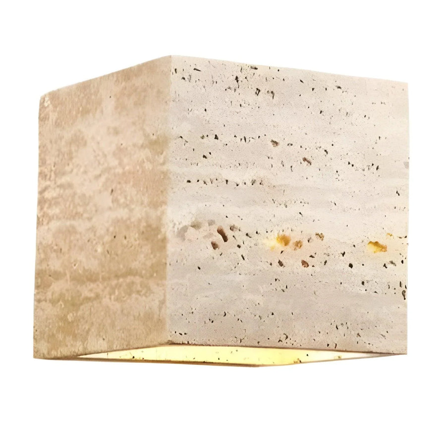 Travertine Cube Outdoor Wall Light | Natural Stone, Up and Down LED