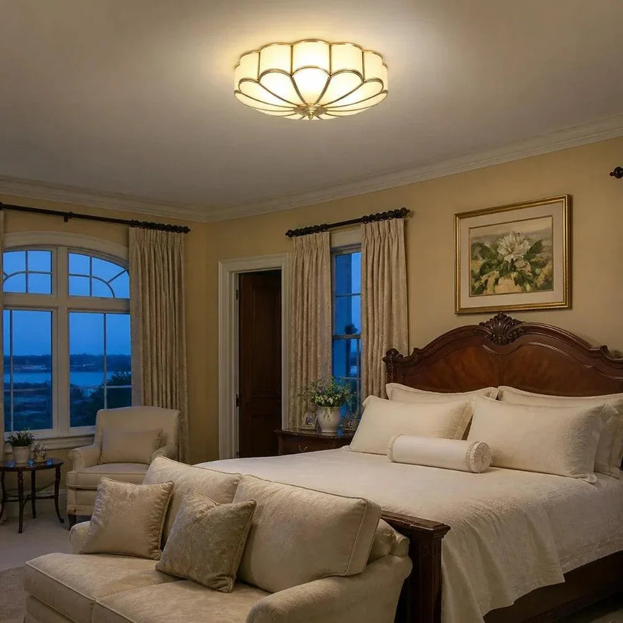 Floral Glass Flush Ceiling Light