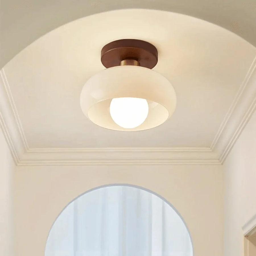 French Bauhaus Cream Ceiling Light, view 3