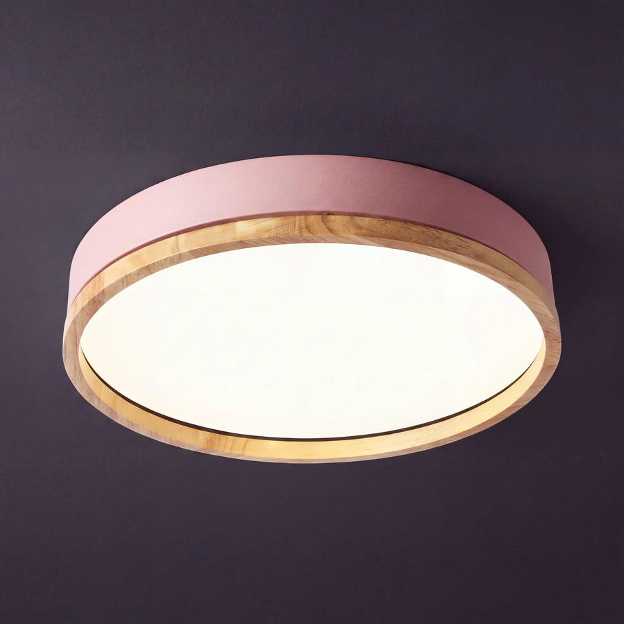 Scandinavian Wood Flush Ceiling Light | Dimmable with Remote