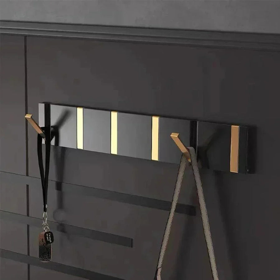 Folding Wall Hook Rail | Black or Black and Gold, 2 to 6 Hooks
