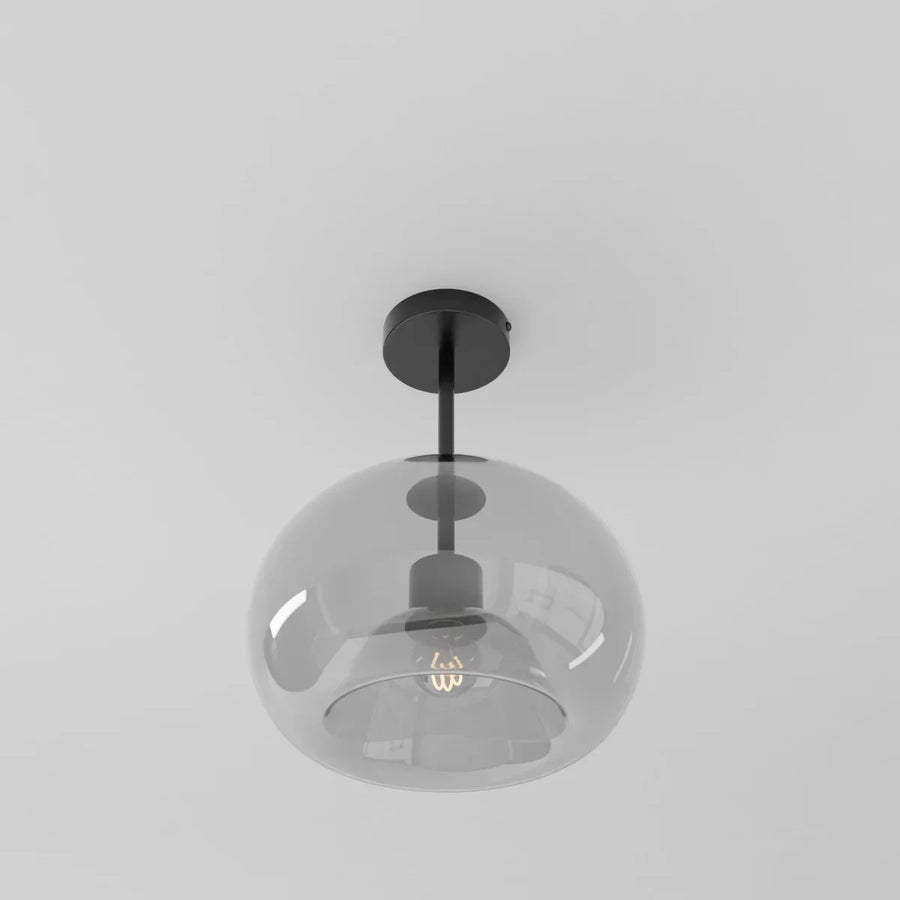 Glass Globe Ceiling Light | Amber or Smoke, Dome or Cylinder