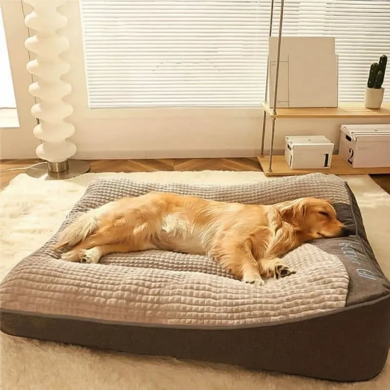 Large waffle-top dog bed with bolster