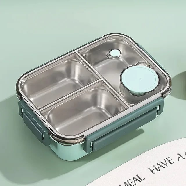 Leakproof stainless steel bento box with sauce pot