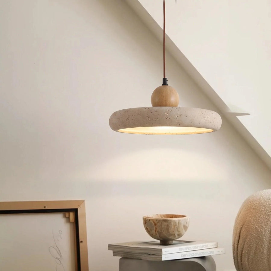 Travertine Wood Pendant Light, view 2