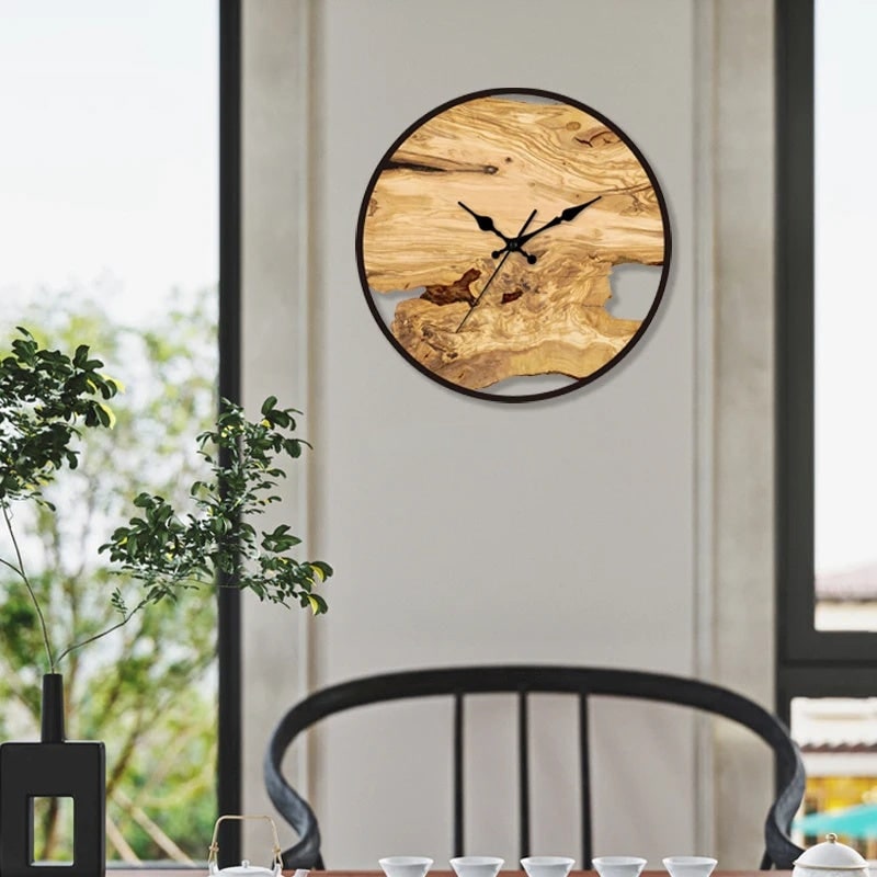Live-edge wood effect acrylic wall clock