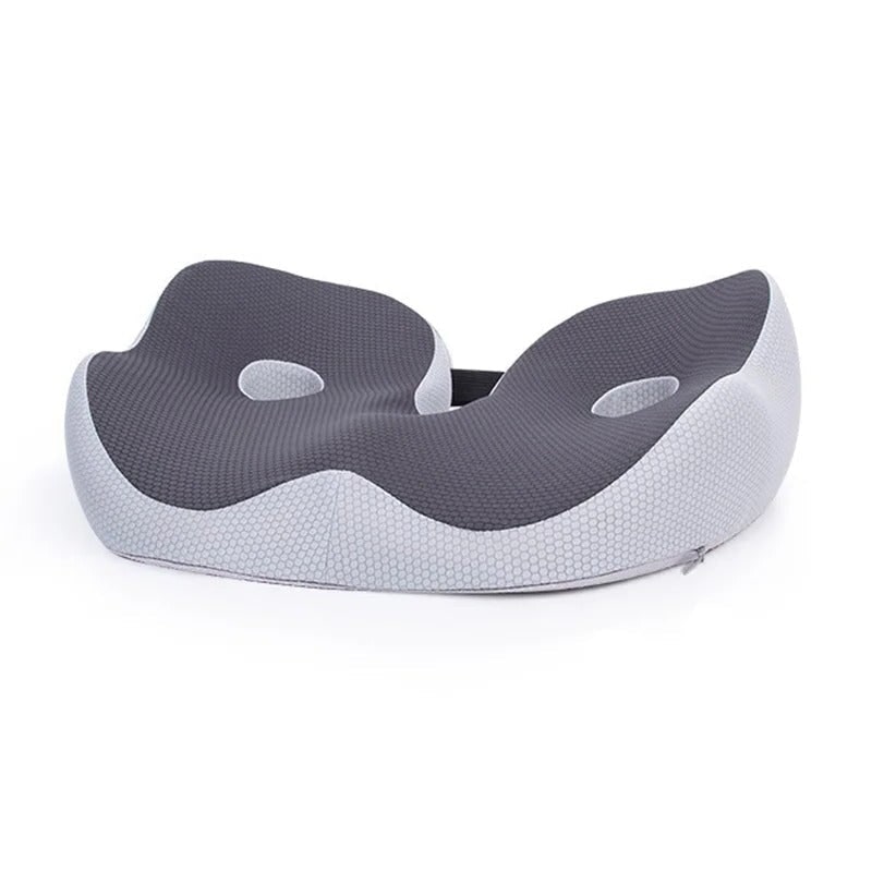 Memory foam seat cushion with dual cut-outs