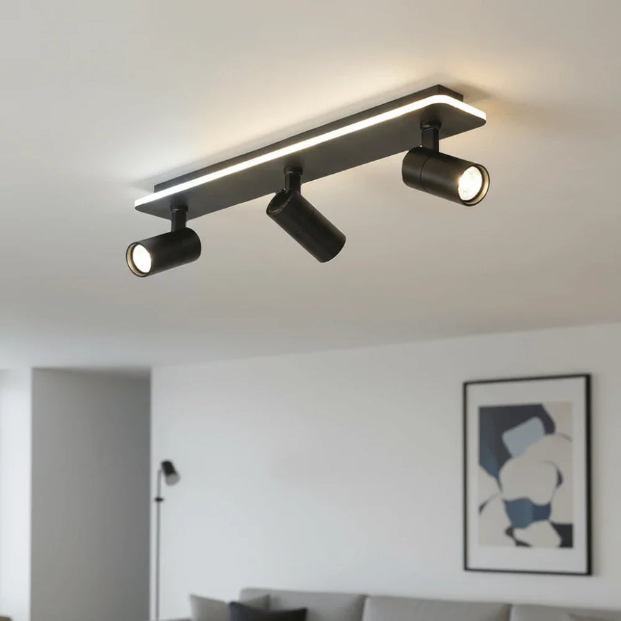 Multiple Spot Ceiling Light in 3-Spots, Black