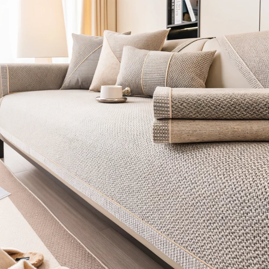 Non-slip woven sofa cover