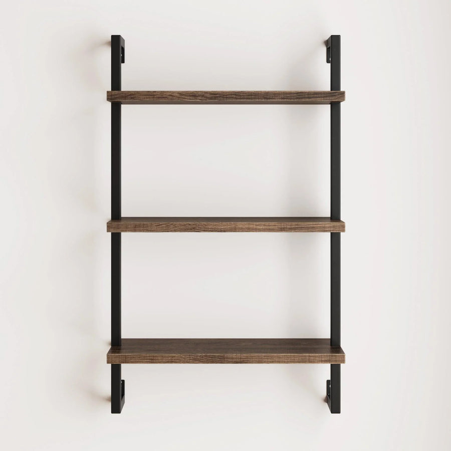 Oak-Effect 3-Shelf Floating Bookshelf