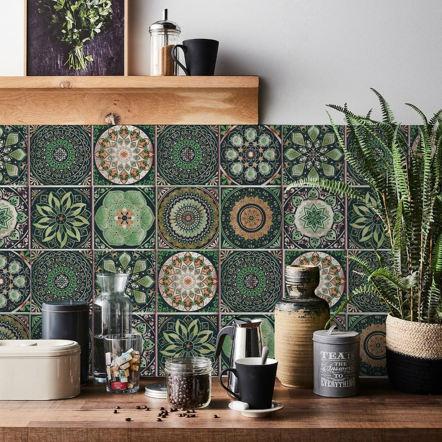 Peel and stick mandala tile stickers