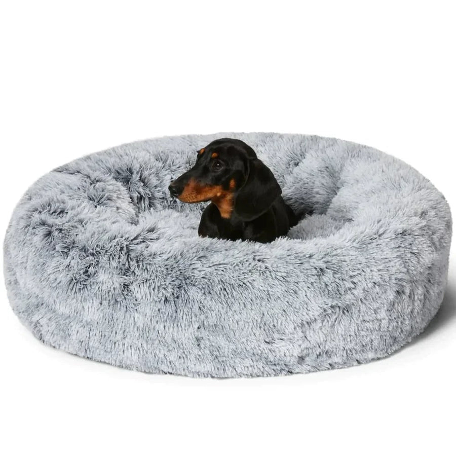 Plush round donut dog bed