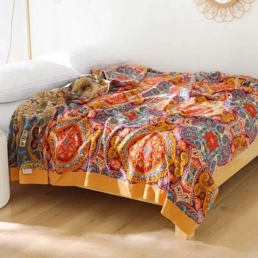 Reversible mandala cotton throw