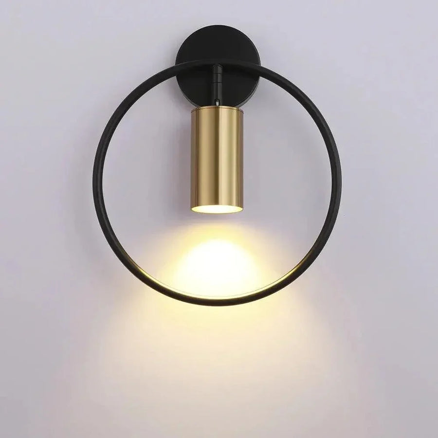 Ring Wall Light with Adjustable Spotlight | Gold or Black
