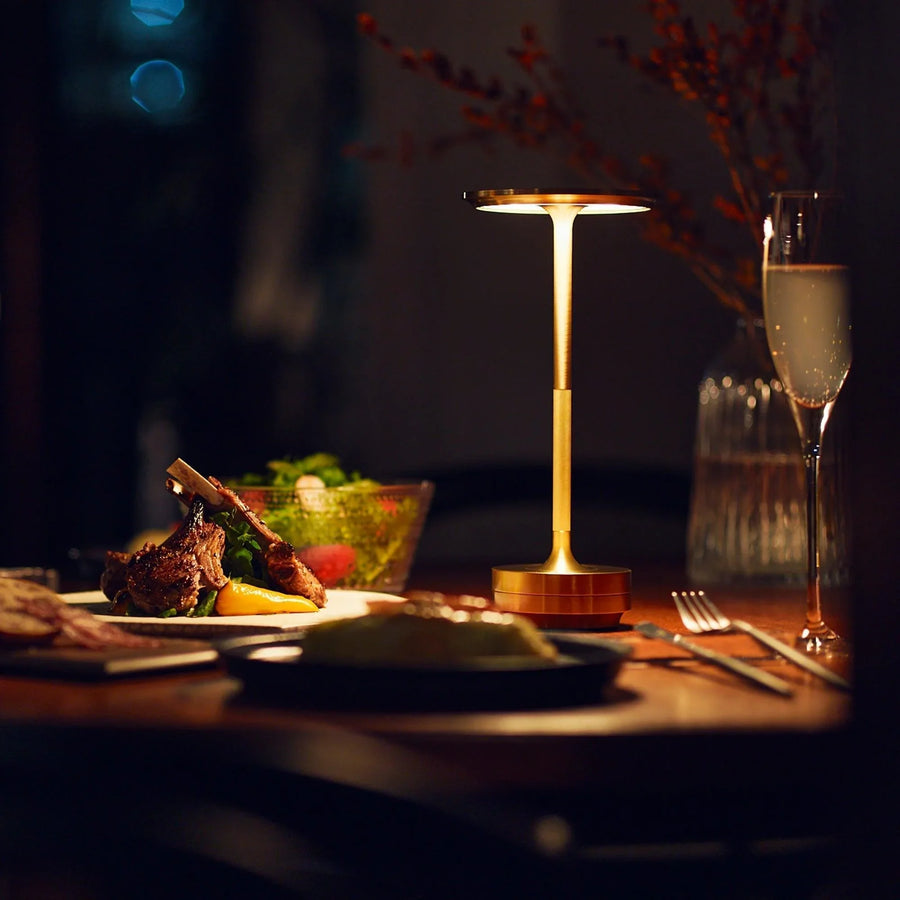 Modern Brass Cone LED Rechargeable Table Lamp 1-Light